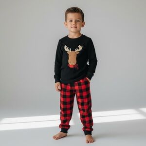 CARTER'S JUST ONE YOU · FLEECE REINDEER/MOOSE BUFFALO PLAID PAJAMA SET - 4T